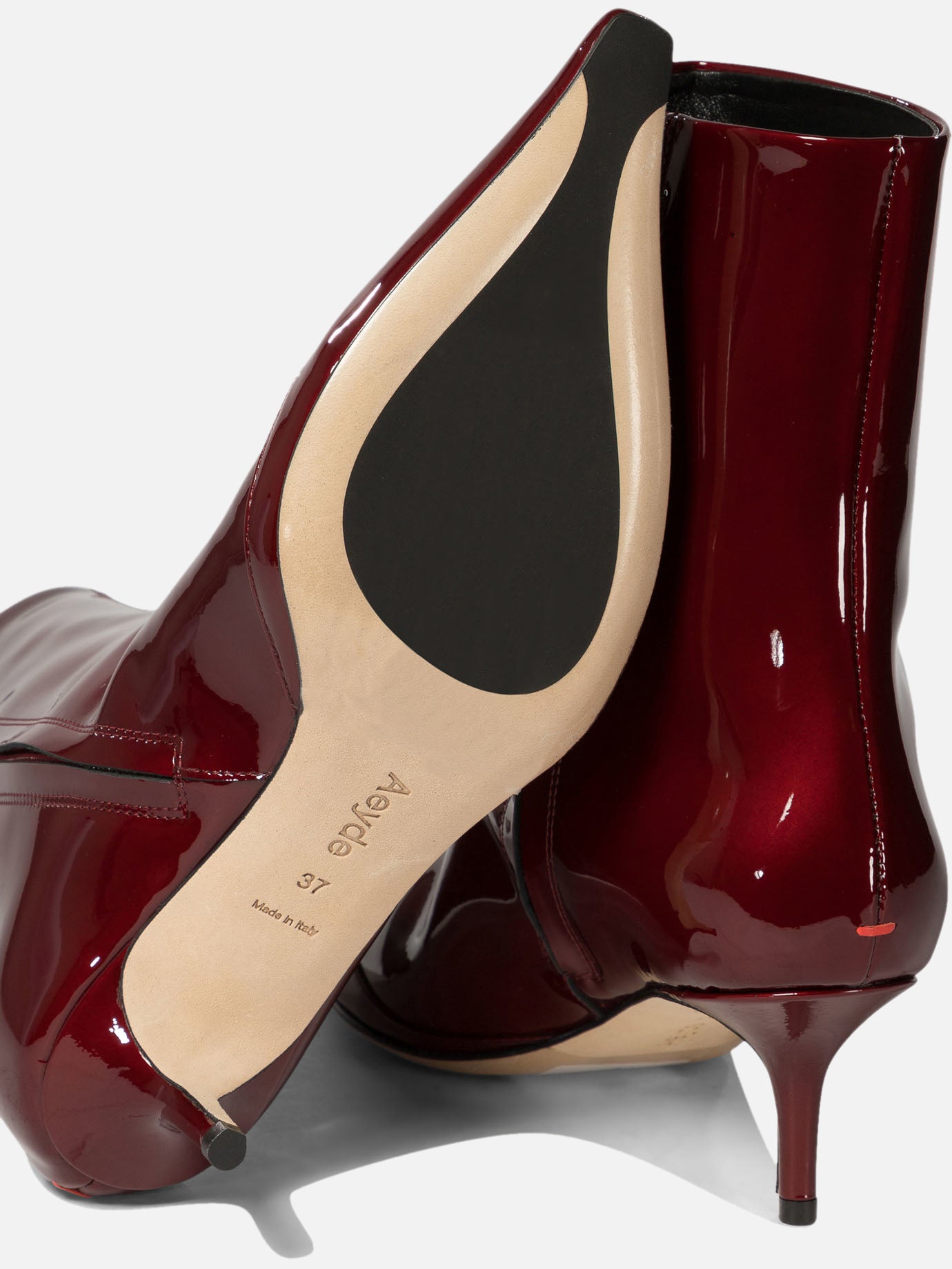 Aeyde "Roe" patent leather ankle boots Bordeaux