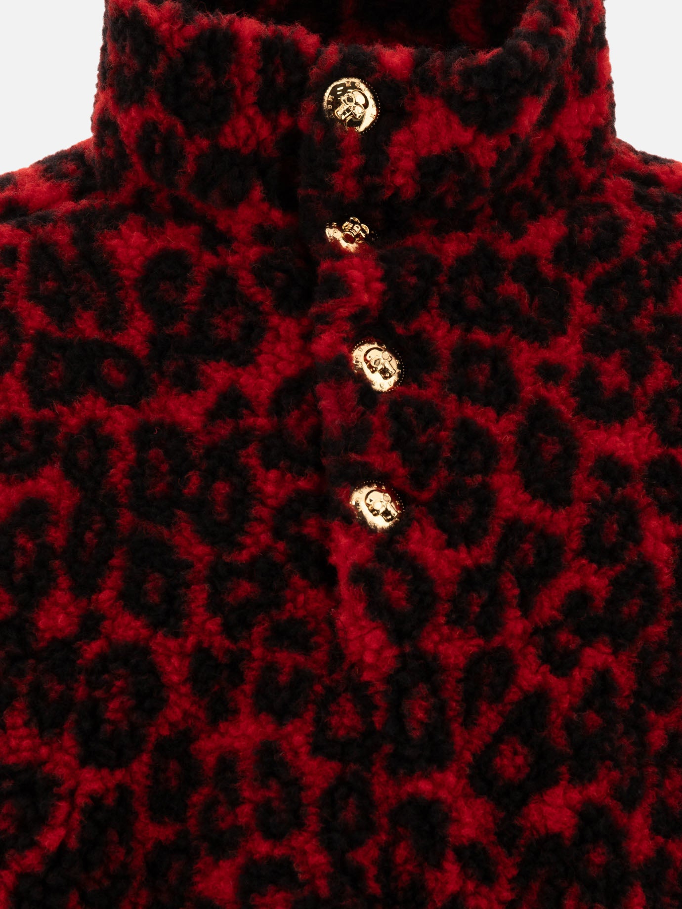 Alexander McQueen Leopard print fleece jacket Red