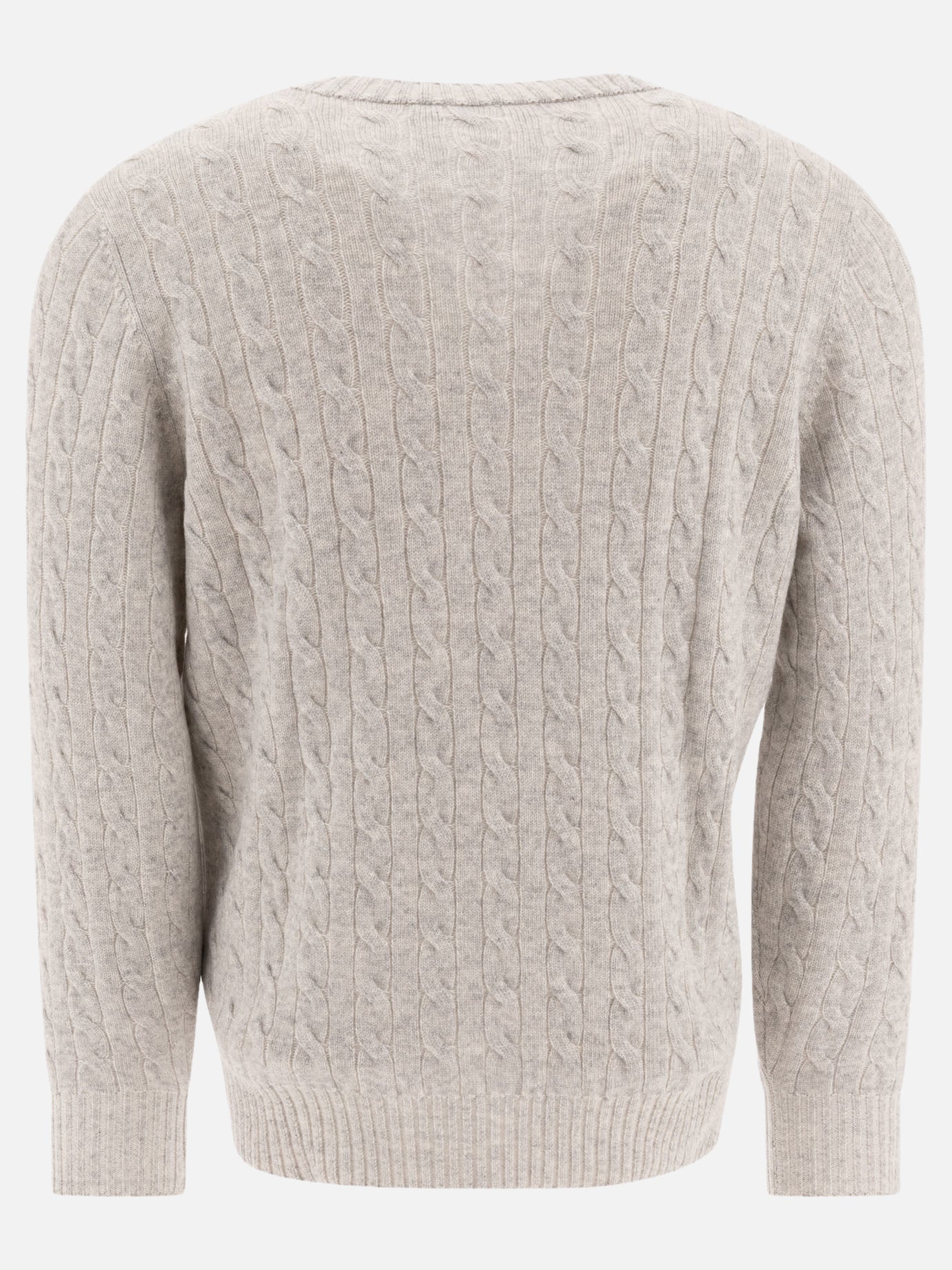 Brunello Cucinelli Cashmere vanisé cable knit sweater Grey