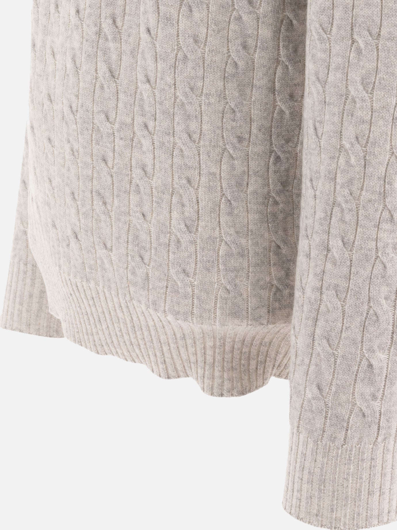 Brunello Cucinelli Cashmere vanisé cable knit sweater Grey