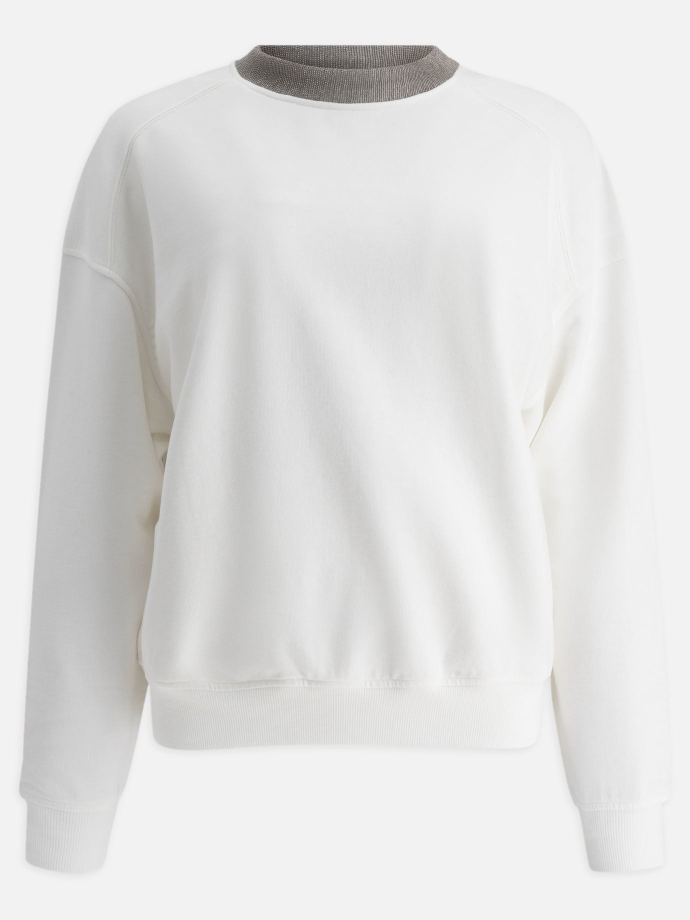 Brunello Cucinelli "Precious Ribbed Collar" sweatshirt White