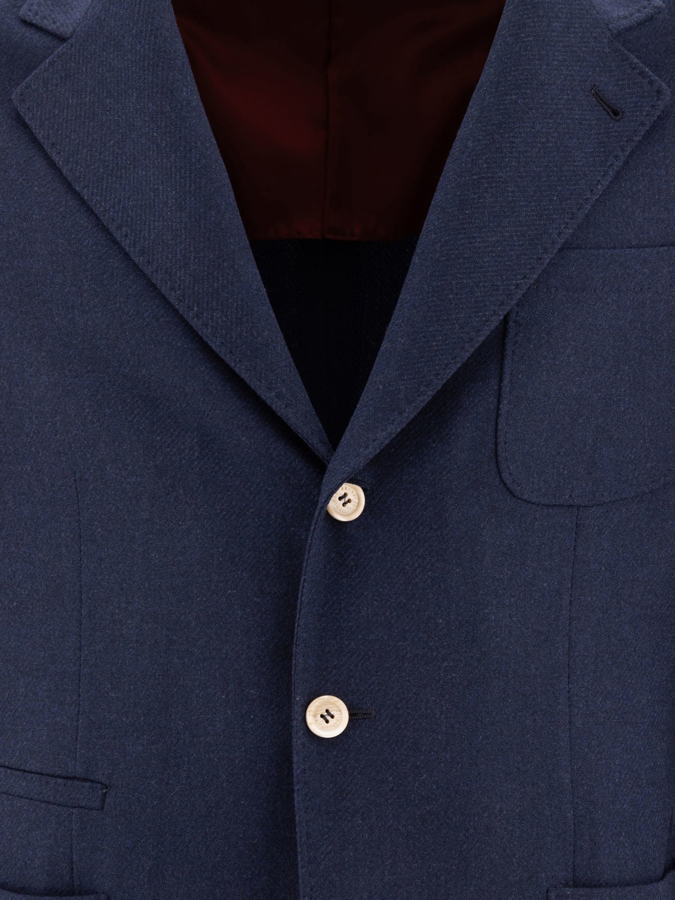 Wool, silk and cashmere diagonal deconstructed blazer with patch pockets