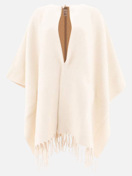 Poncho in maglia double di lana e cashmere