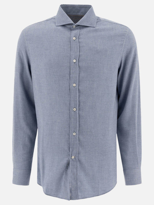 Brunello Cucinelli Cotton-blend shirt Light blue