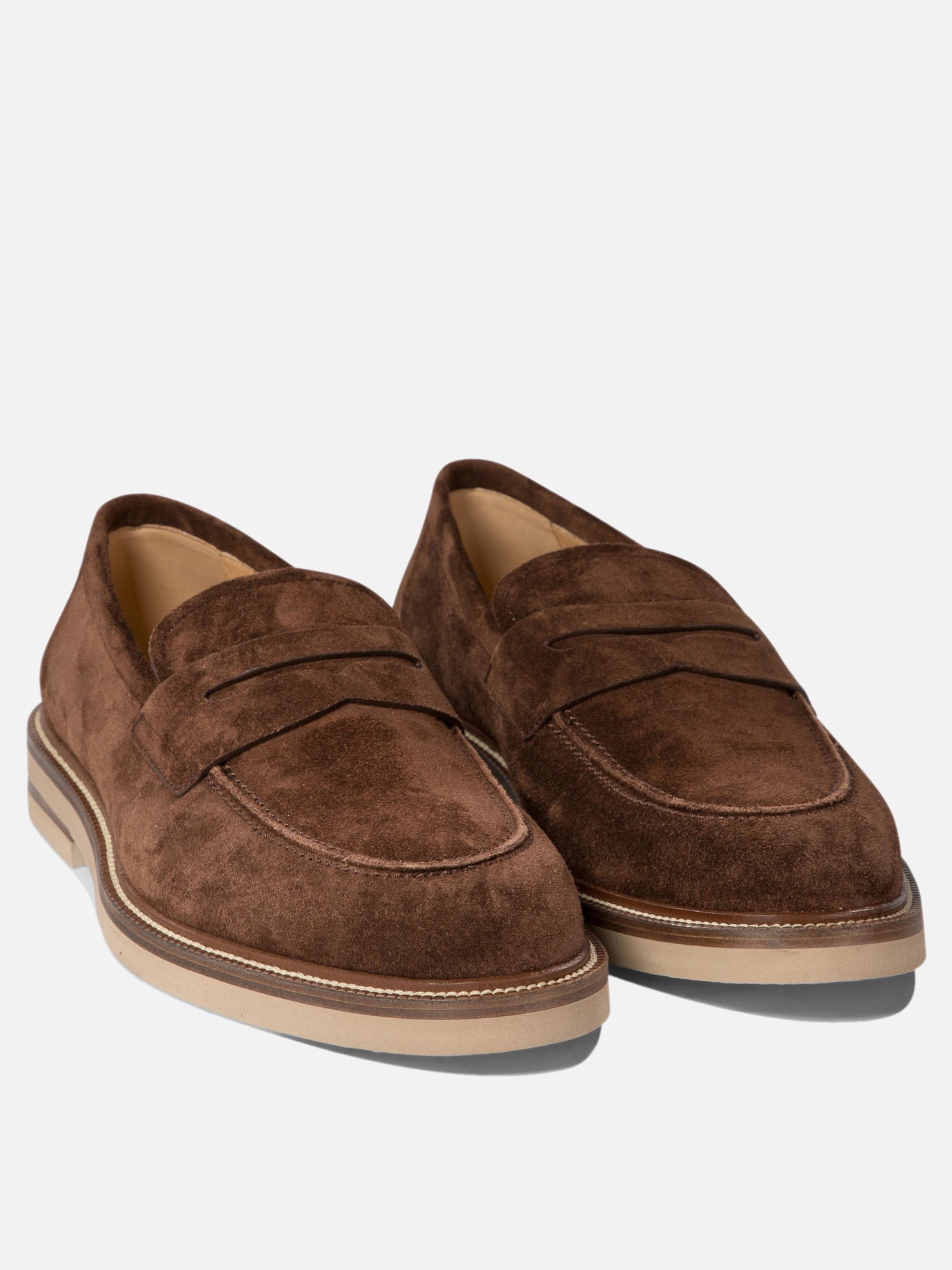 Suede penny loafers