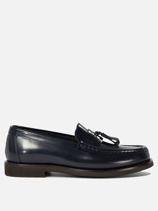 Brunello Cucinelli Loafers with Shiny Tassels Blue