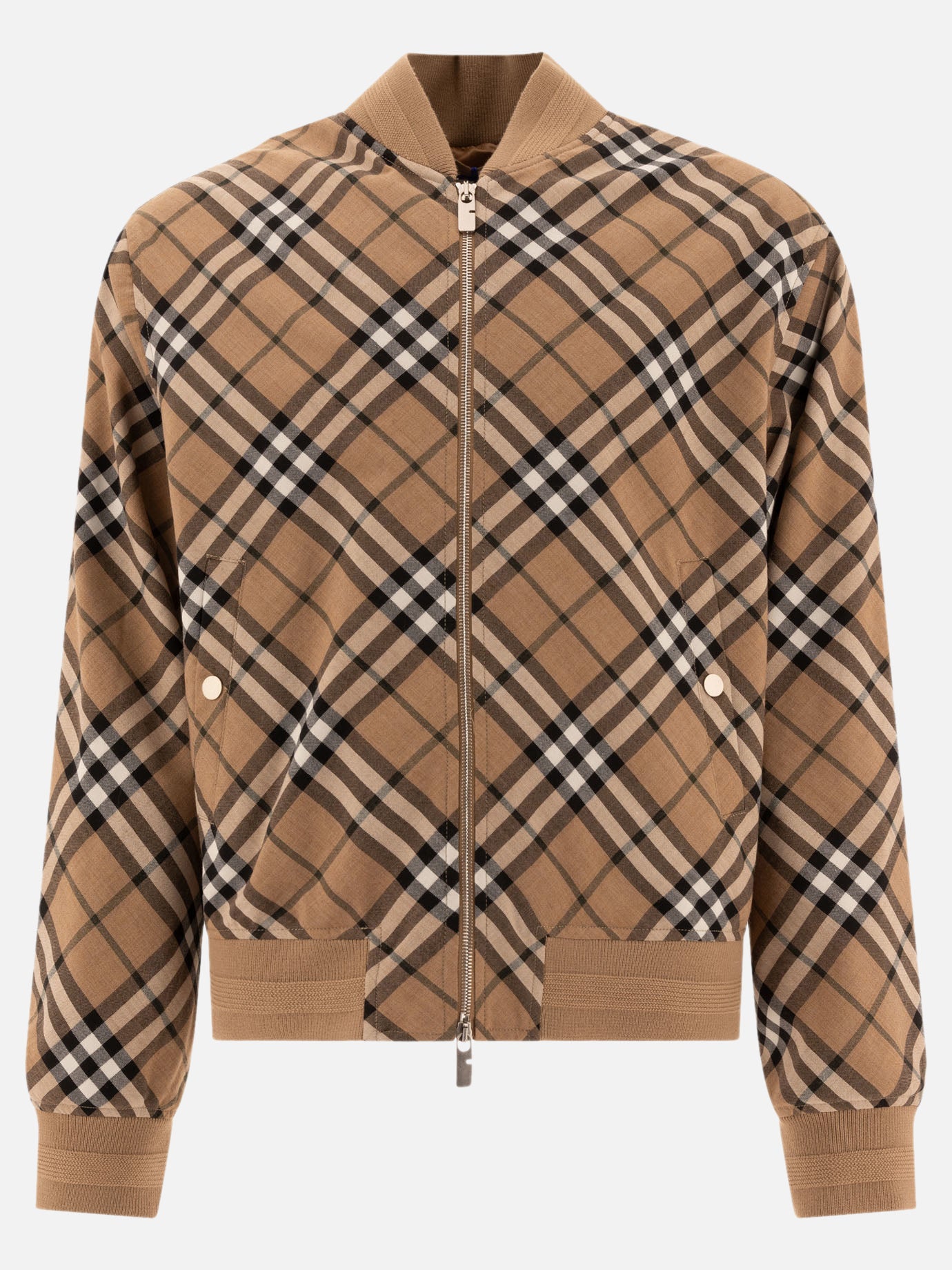 Burberry Check wool blend "Harrington" jacket Beige