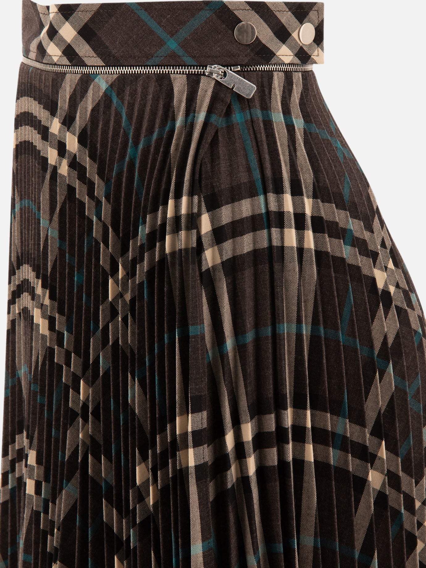 Burberry Wool blend pleated Check skirt Grey