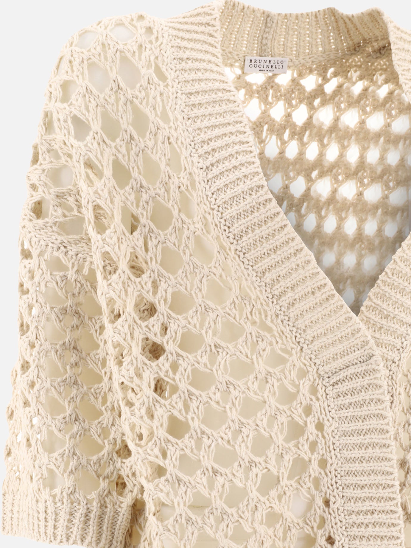 Cardigan Textured knit  Beige - Brunello Cucinelli Donna | PDP | VIETTI Online Store | thumbnail_4