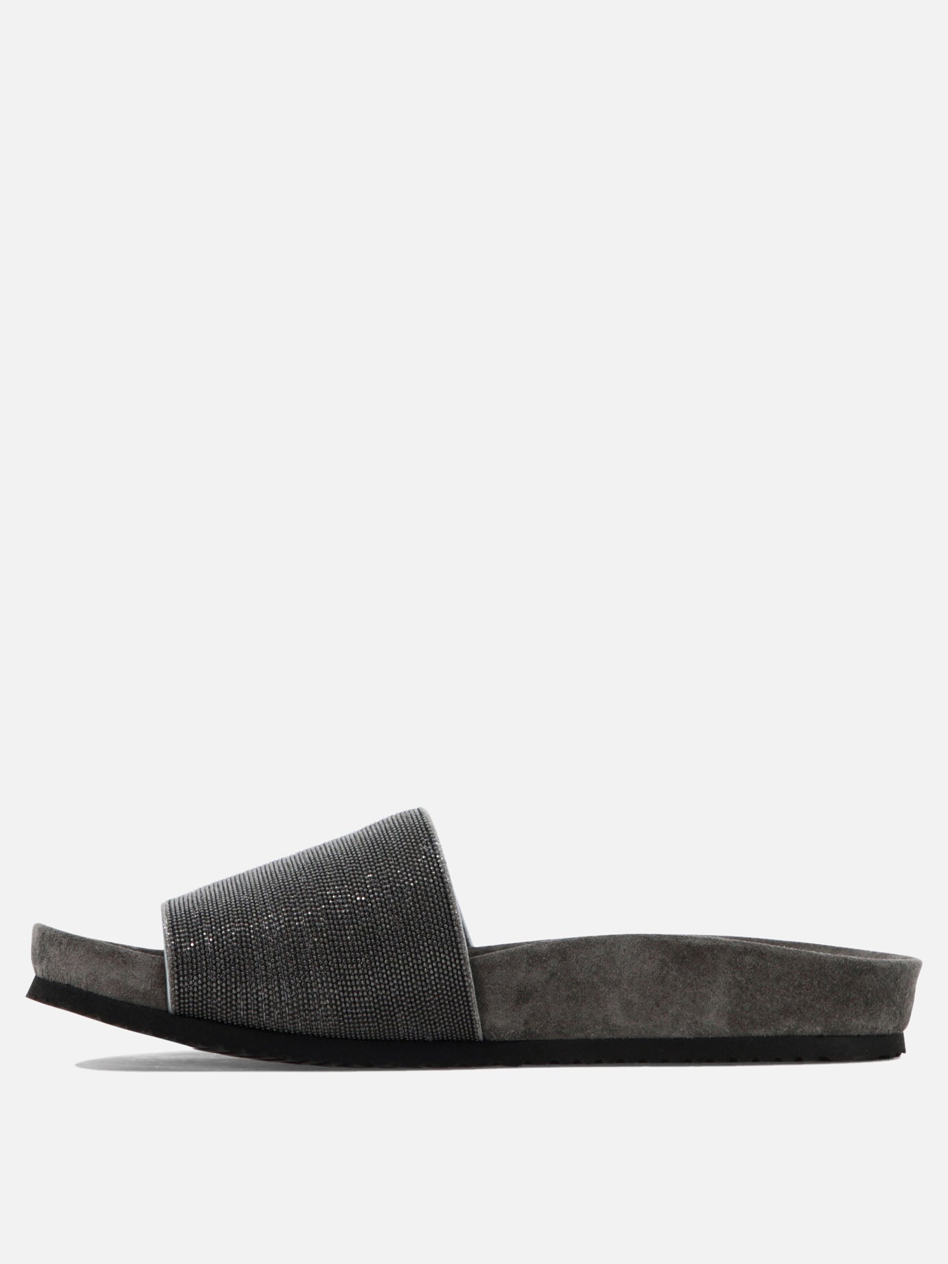 Flat sandals 100% leather 100% rubber  Grey - Brunello Cucinelli Women | PDP | VIETTI Online Store | thumbnail_3