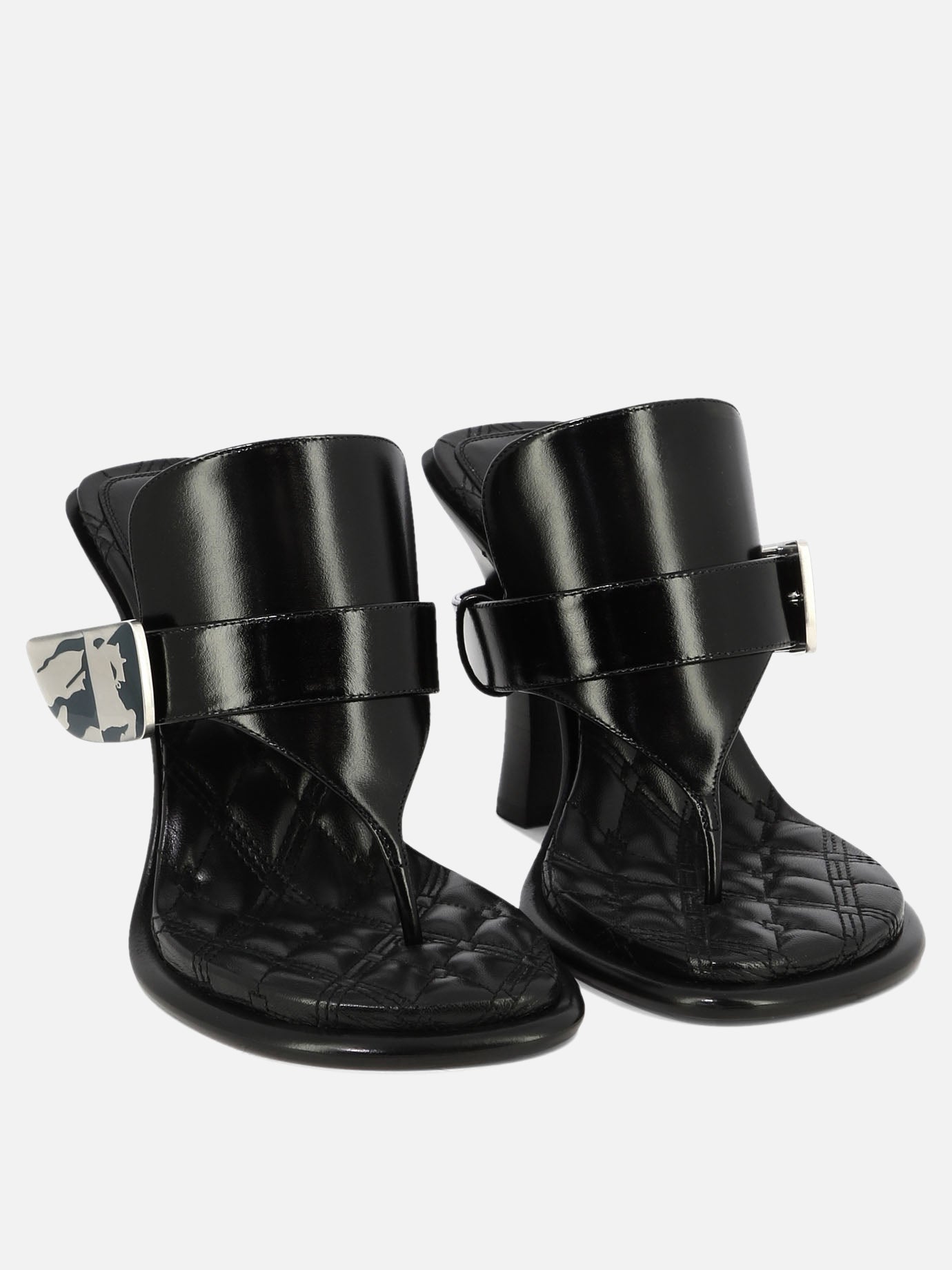 Sandali con tacco 100% calf leather - 100% leather  Nero - Burberry Donna | PDP | VIETTI Online Store | thumbnail_2