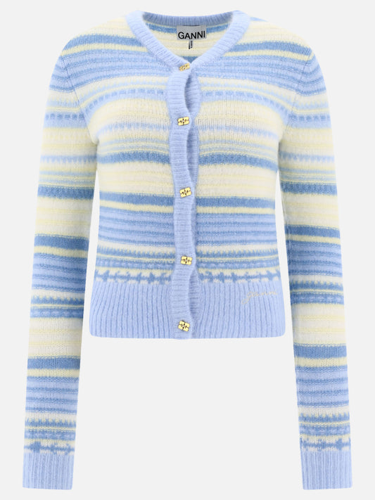 Ganni Striped cardigan Light blue