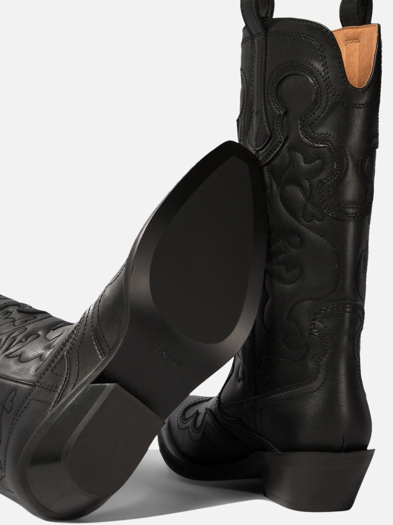 Ganni Western ankle boots Black