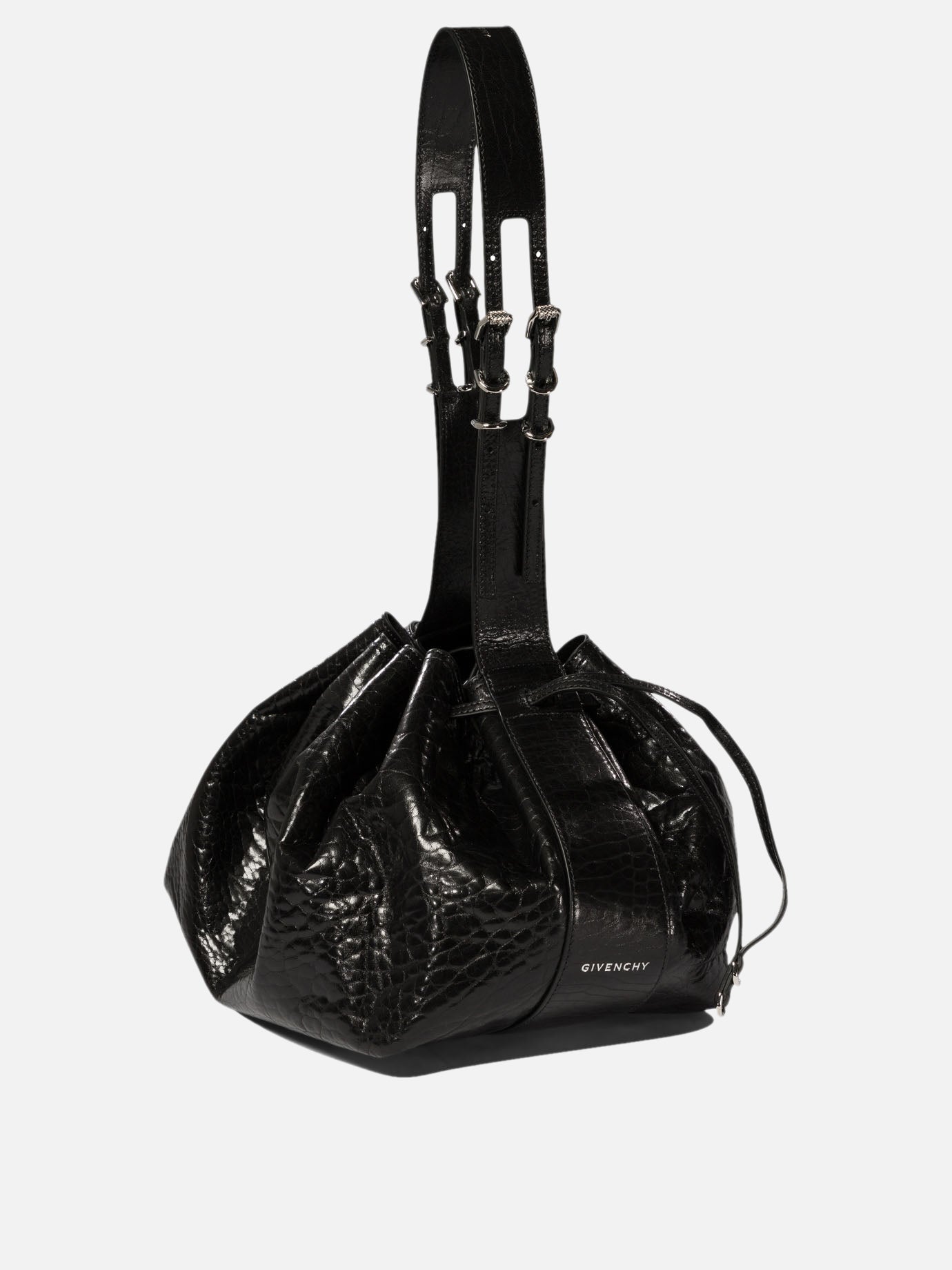 Givenchy "Pumpkin Medium" shoulder bag in craquelé patent leather Black