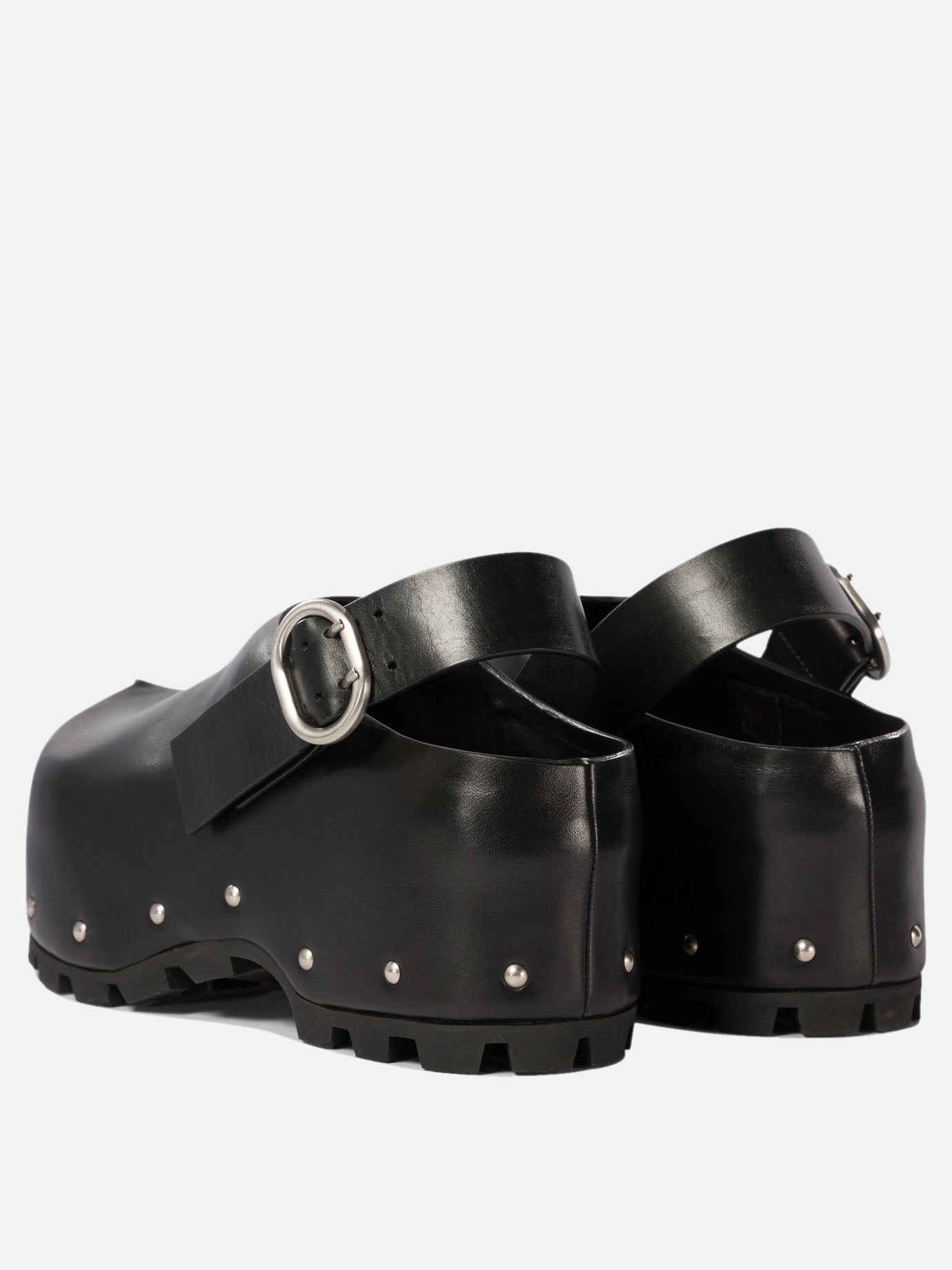 Jil Sander Leather clogs with studs Black