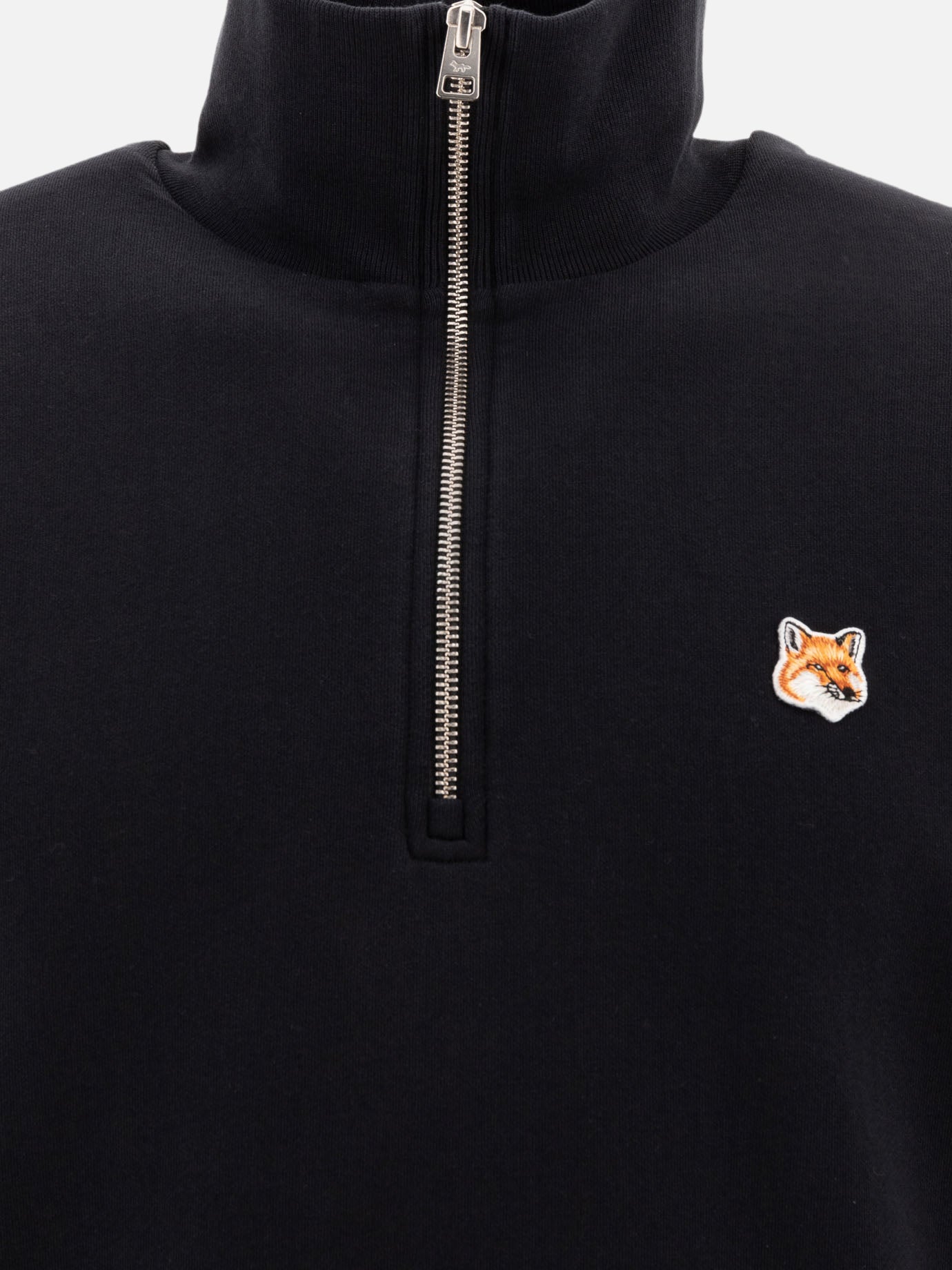 Maison Kitsuné "Fox Head" half-zip sweatshirt Black