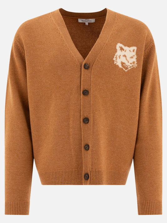 Maison Kitsuné "Fox Head Intarsia" cardigan Brown