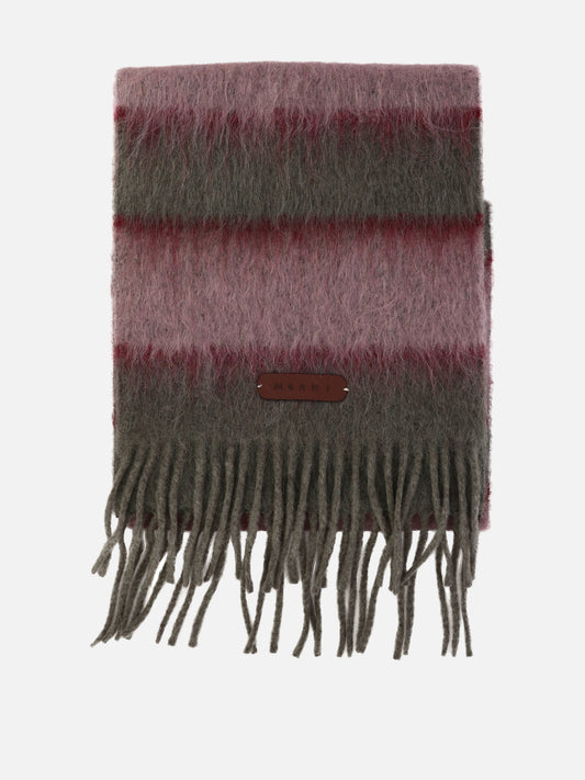 Marni Fringed and striped scarf Pink