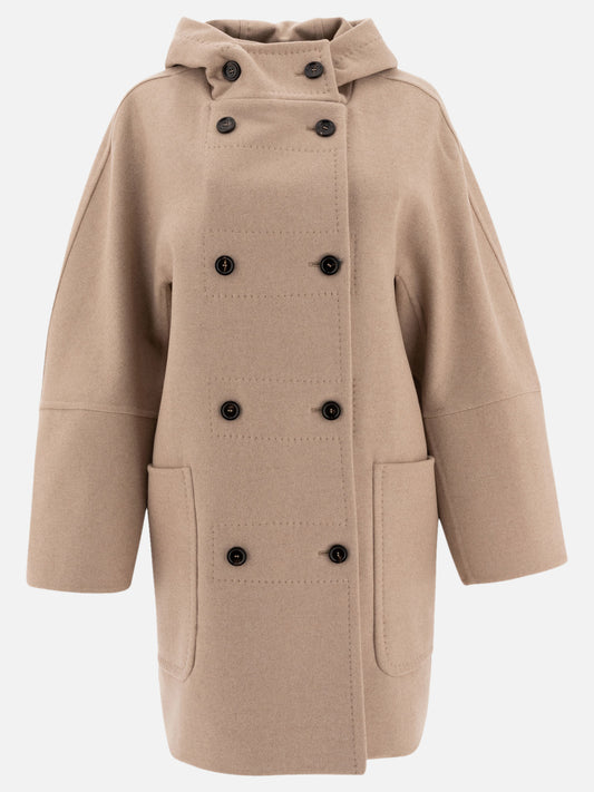 Max Mara Double-breasted coat in wool and cashmere Beige