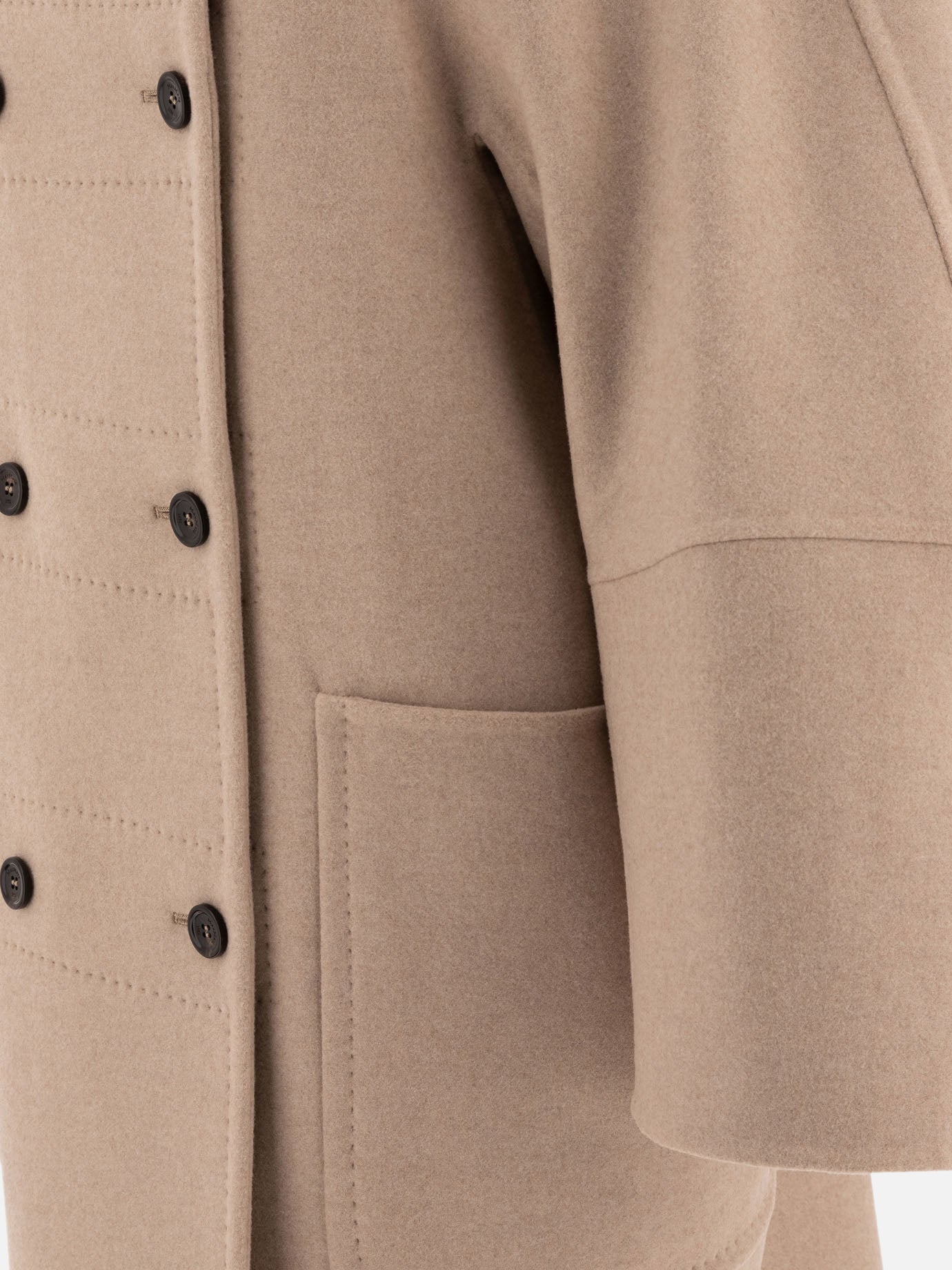 Max Mara Double-breasted coat in wool and cashmere Beige