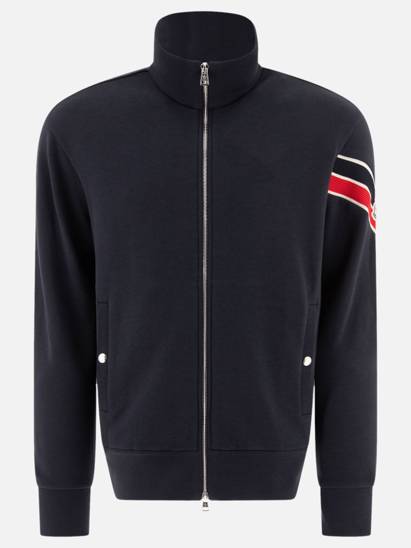 Sweatshirt with zip and tricolor hem