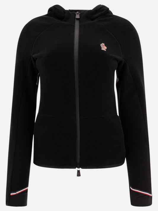 Moncler Grenoble Hooded fleece jacket with zip Black