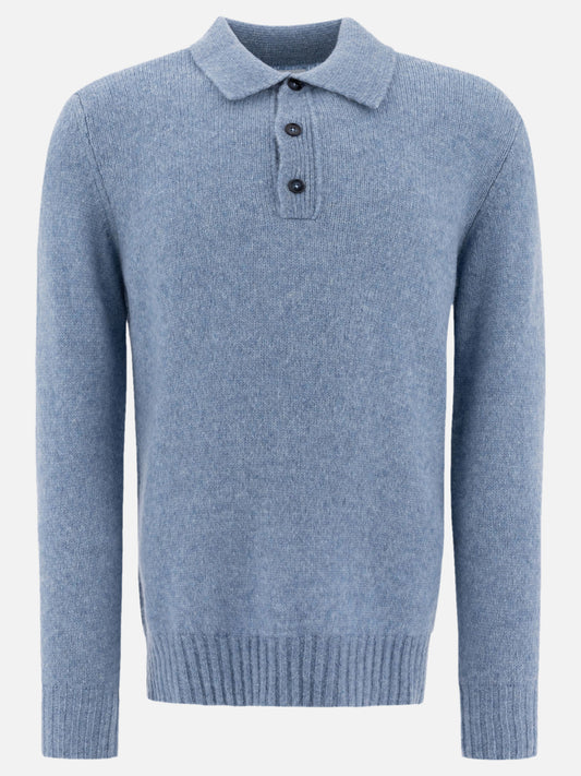 NN.07 "Lee" merino wool-blend polo sweater Light blue