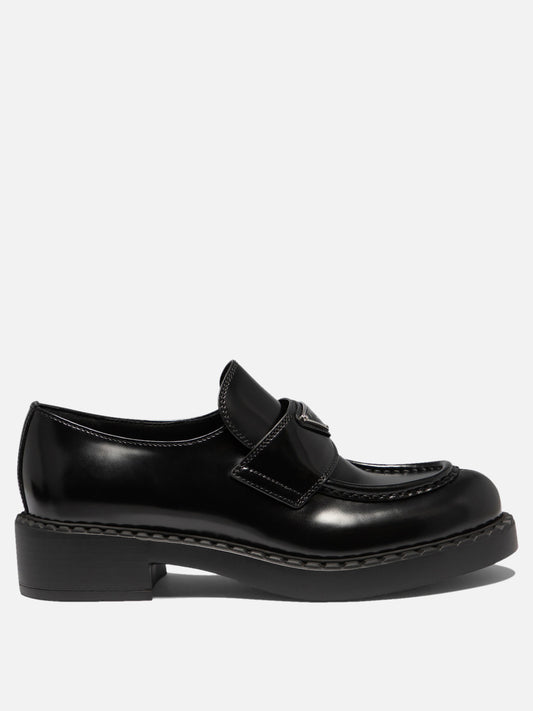 Prada Chocolate loafers in brushed leather Black