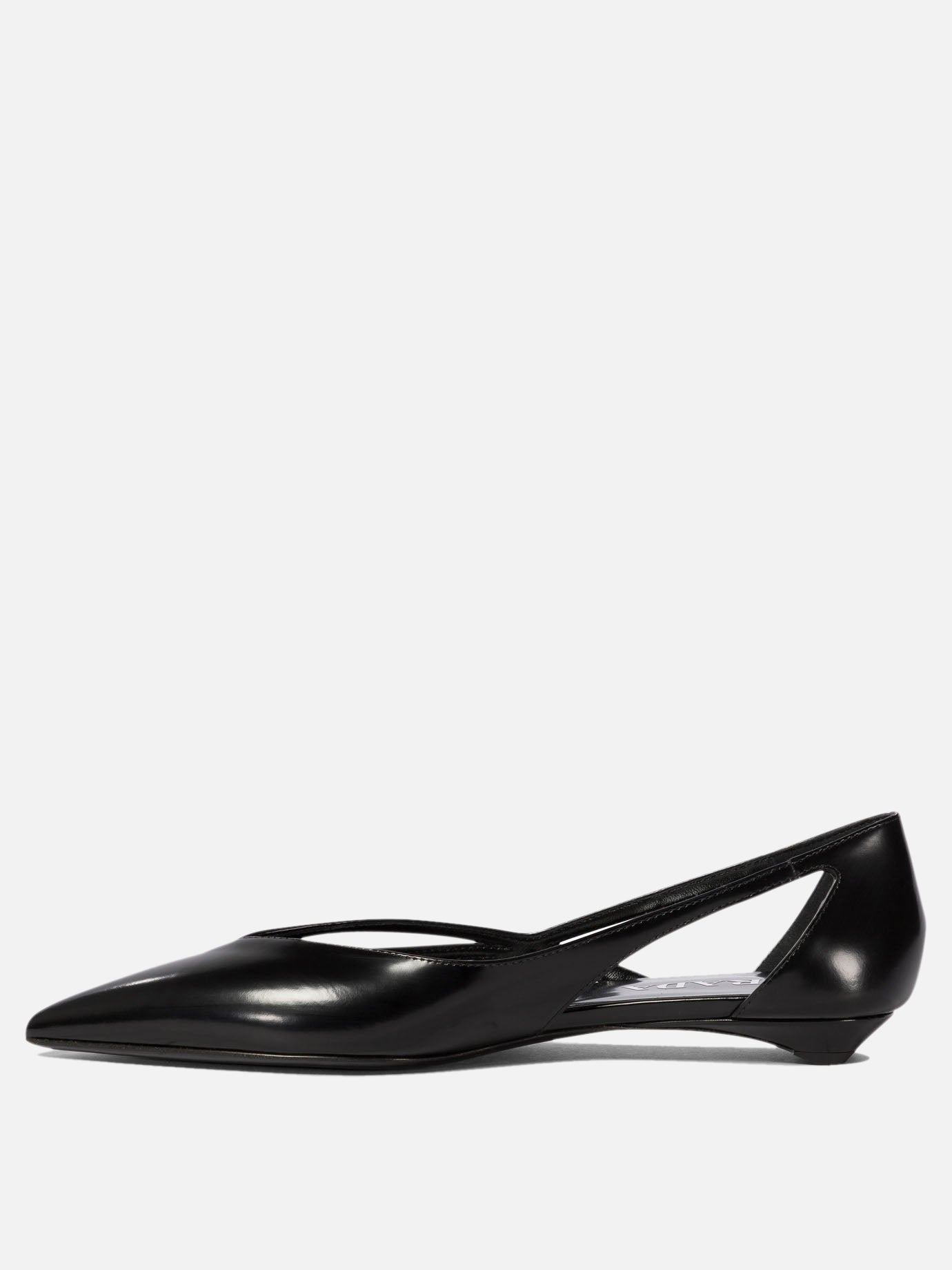 Prada Brushed leather cut-out ballerinas Black