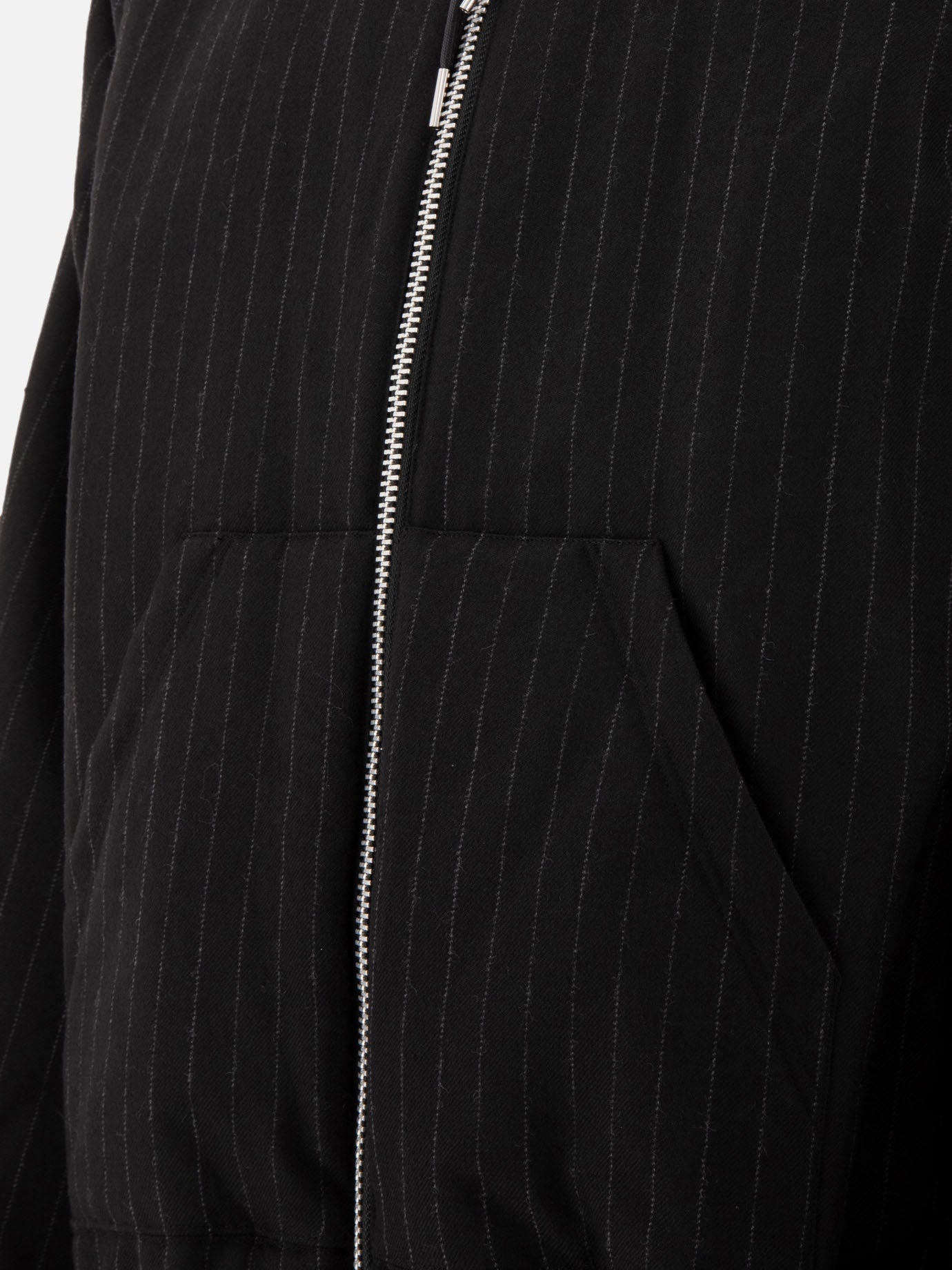 Sacai Pinstriped hooded jacket Black