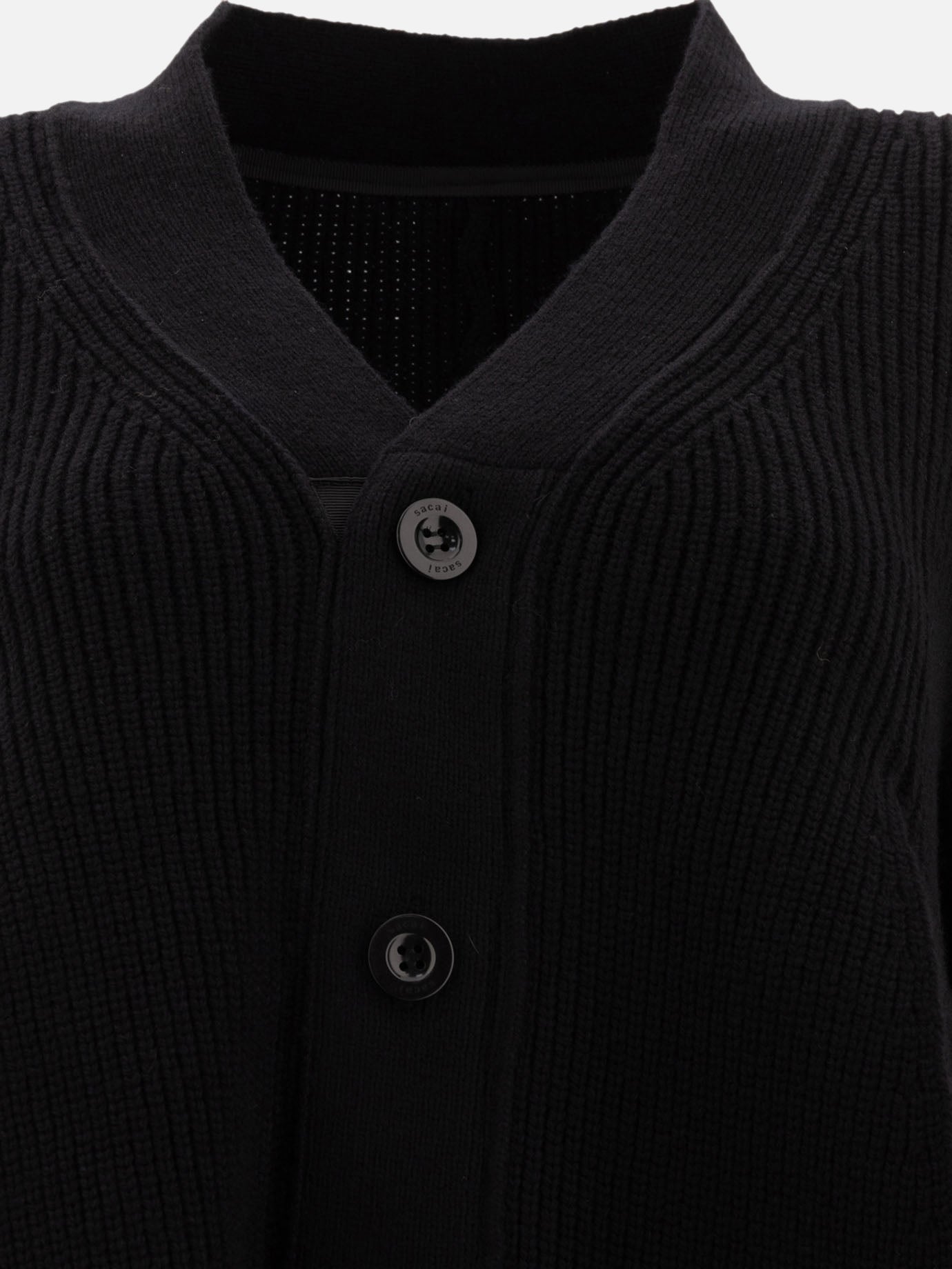 Sacai Wool knit cardigan Black