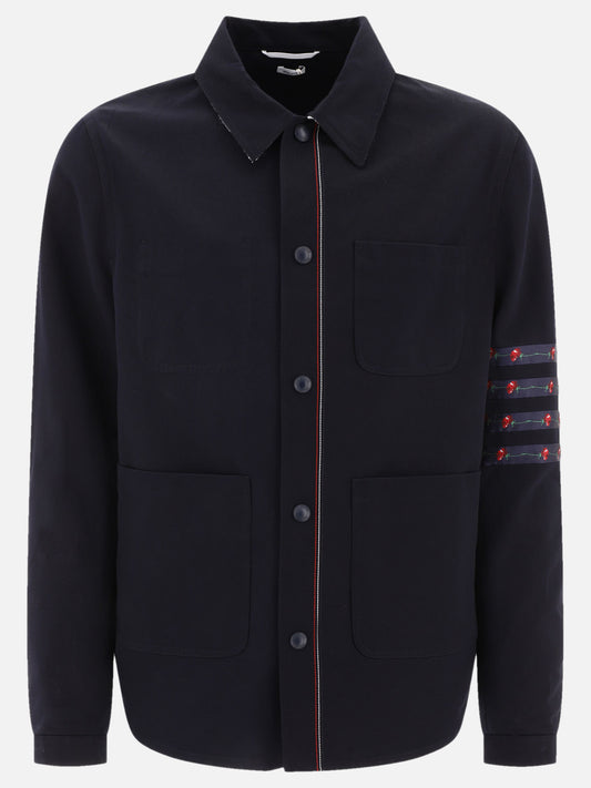 Thom Browne "4 Bar" overshirt jacket Blue