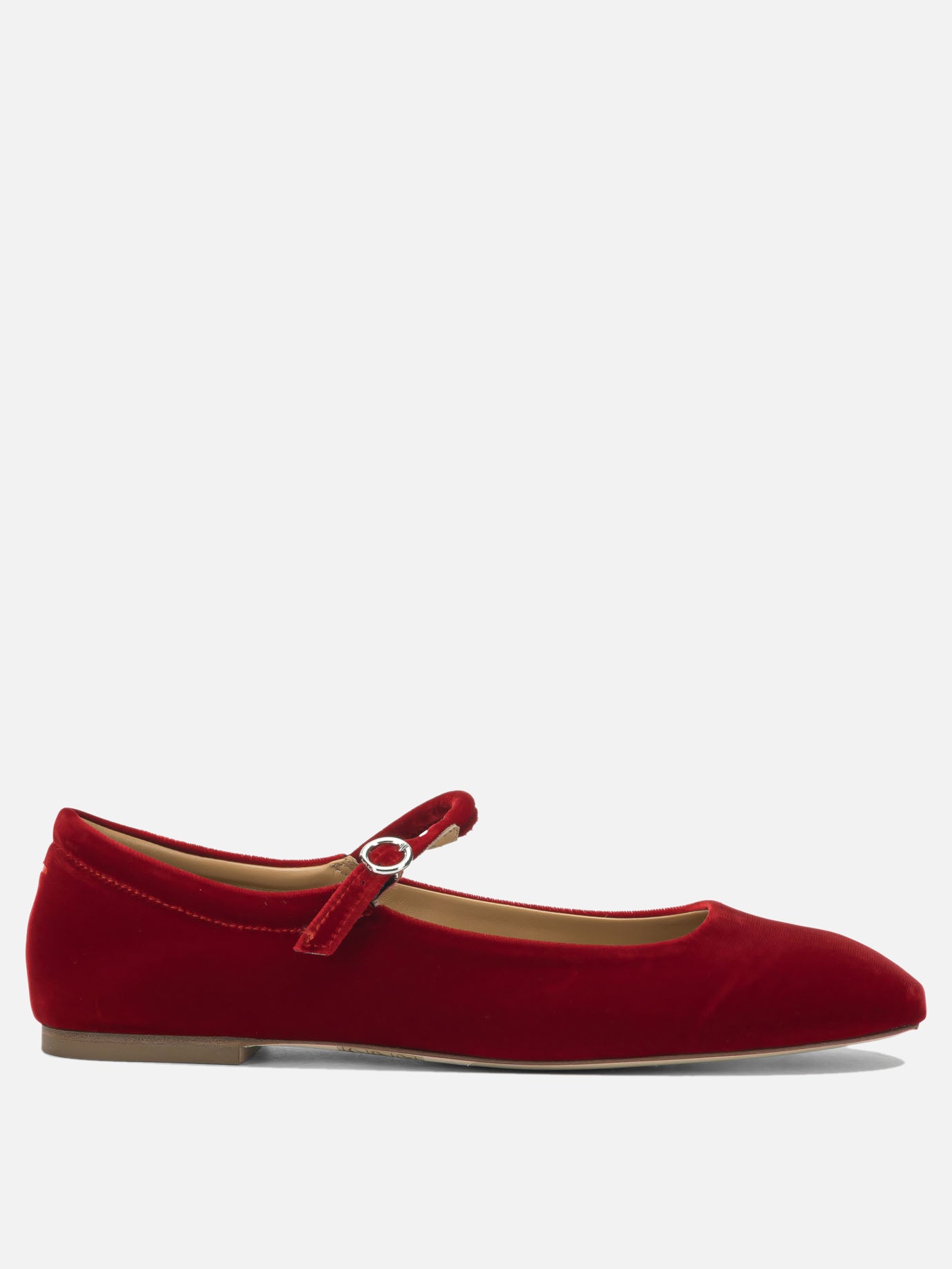 Mary Jane ballet flats 100% velvet - 100% leather  Red - Aeyde Women | PDP | VIETTI Online Store | Zoom-Modal
