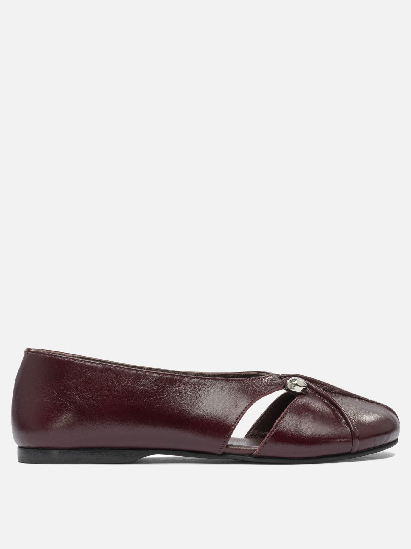 Classic ballet flats 100% goat leather - 100% cuerolite  Bordeaux - Alohas Women | PDP | VIETTI Online Store | Zoom-Modal
