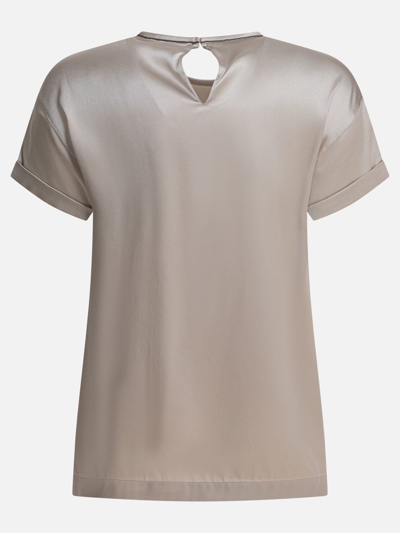 Crewneck t-shirts Solid colour  Silver - Brunello Cucinelli Women | PDP | VIETTI Online Store | Zoom-Modal_2

