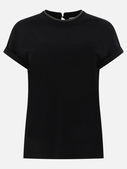 T-shirt girocollo Solid colour  Nero - Brunello Cucinelli Donna | PDP | VIETTI Online Store 
