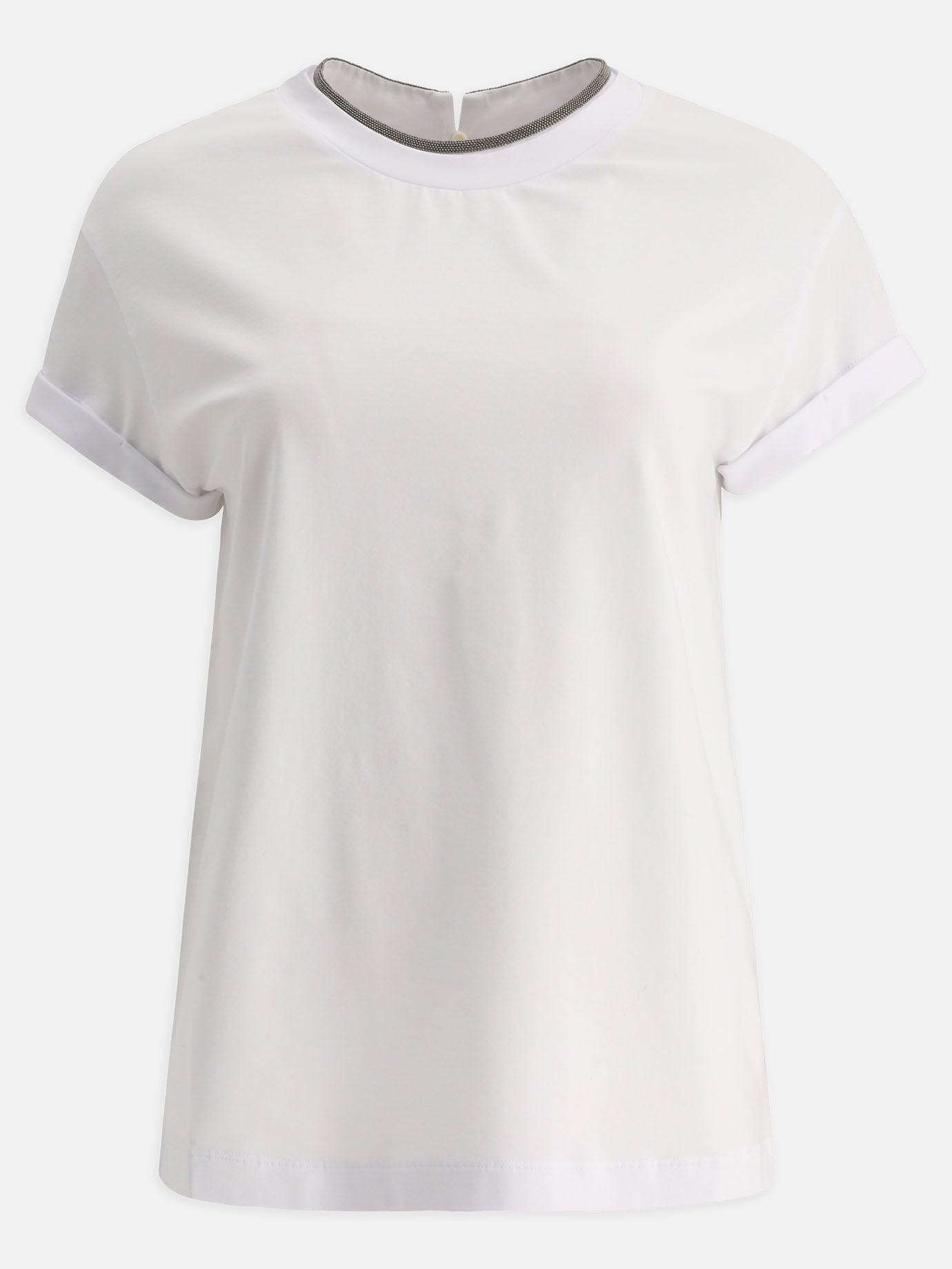 T-shirt girocollo Solid colour  Bianco - Brunello Cucinelli Donna | PDP | VIETTI Online Store | thumbnail
