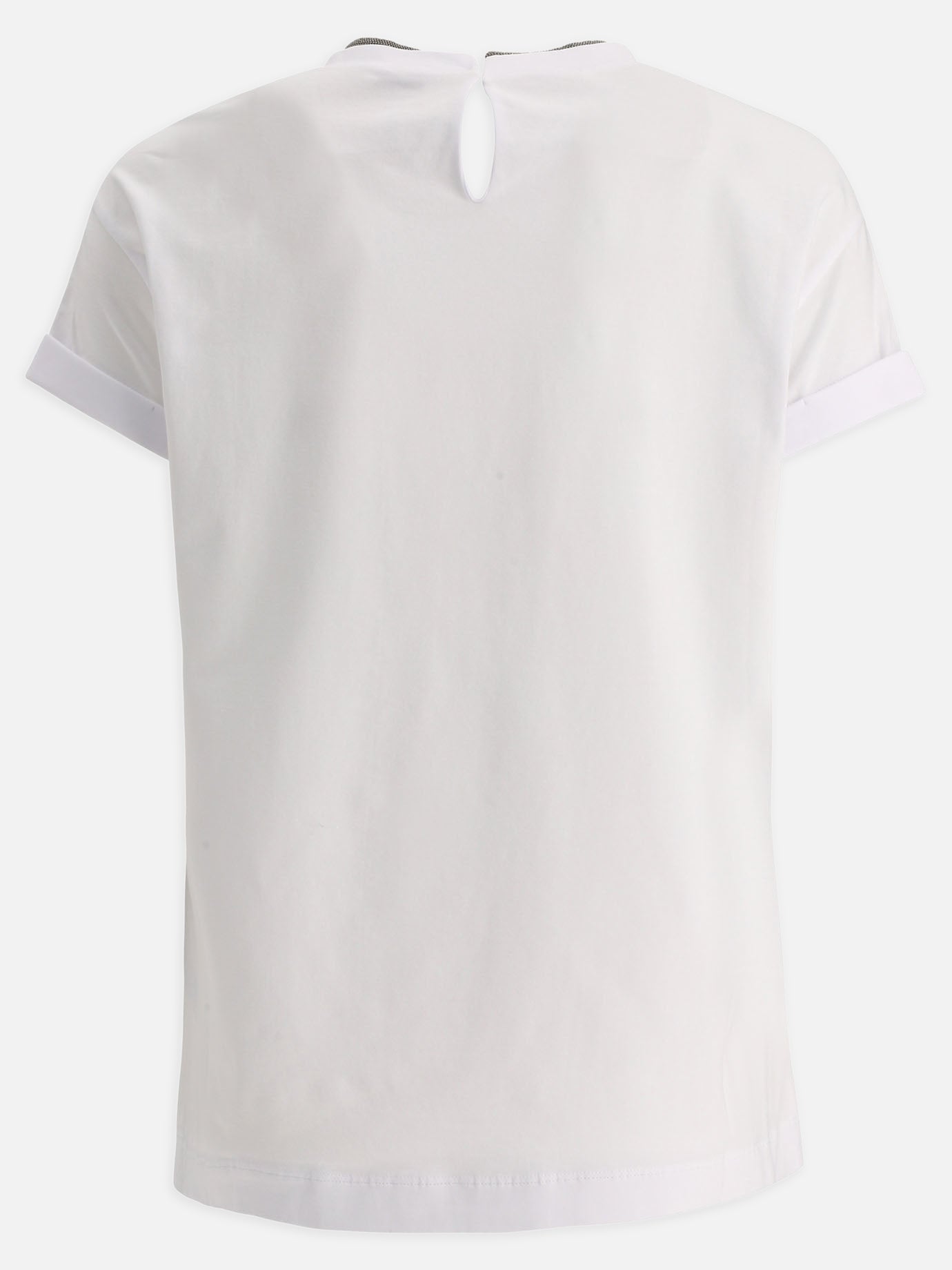 T-shirt girocollo Solid colour  Bianco - Brunello Cucinelli Donna | PDP | VIETTI Online Store | thumbnail_2
