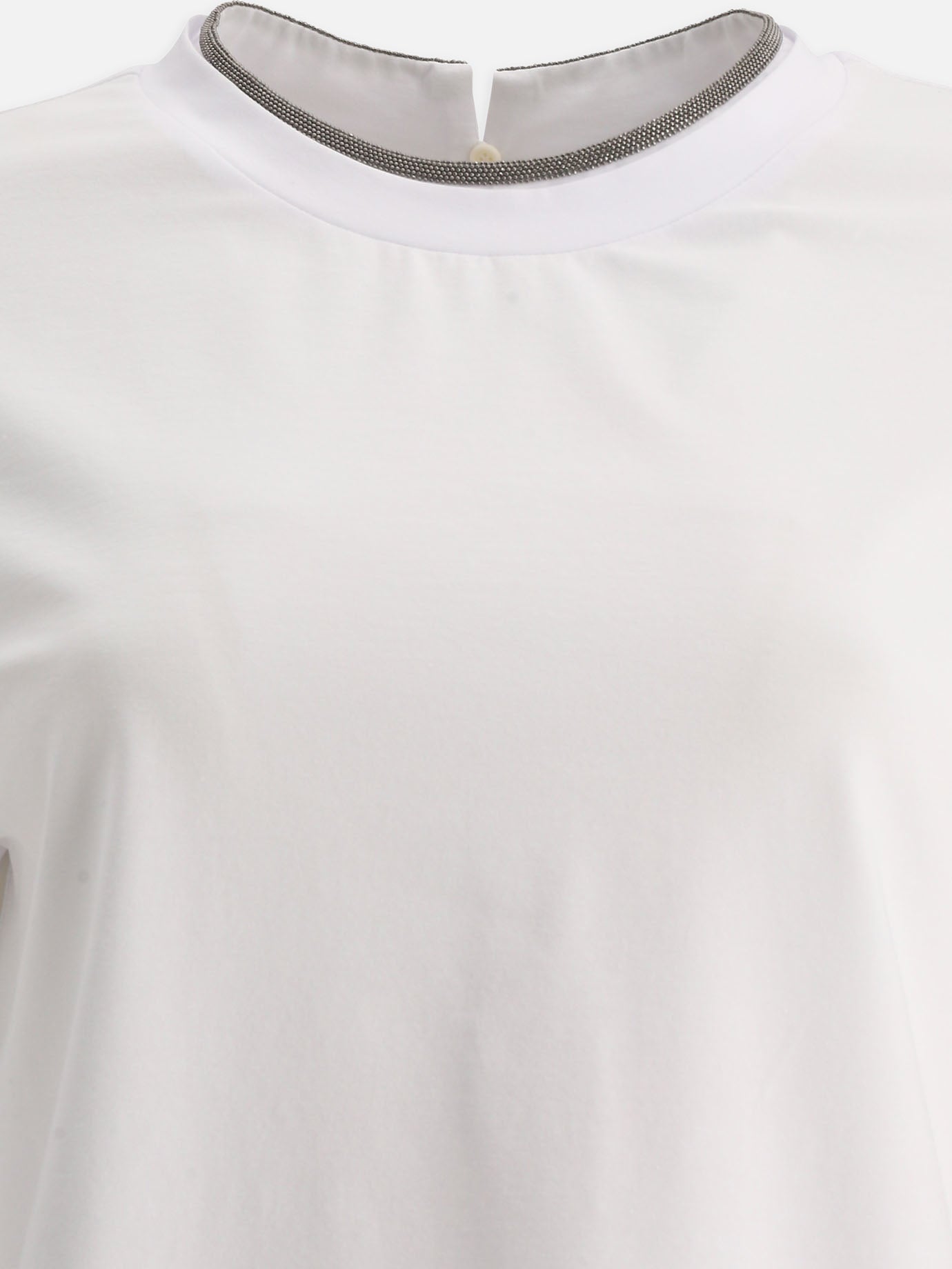T-shirt girocollo Solid colour  Bianco - Brunello Cucinelli Donna | PDP | VIETTI Online Store | thumbnail_3