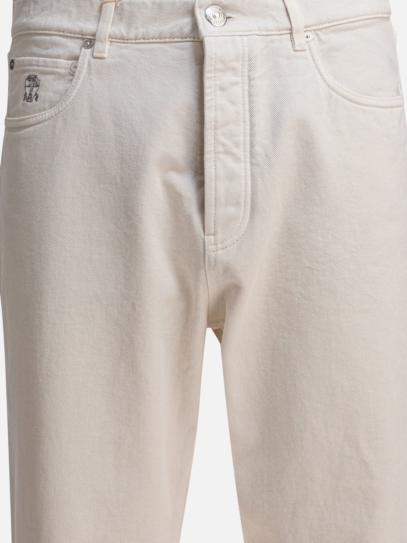 Jeans a gamba dritta Tinta unita  Bianco - Brunello Cucinelli Uomo | PDP | VIETTI Online Store | thumbnail_3