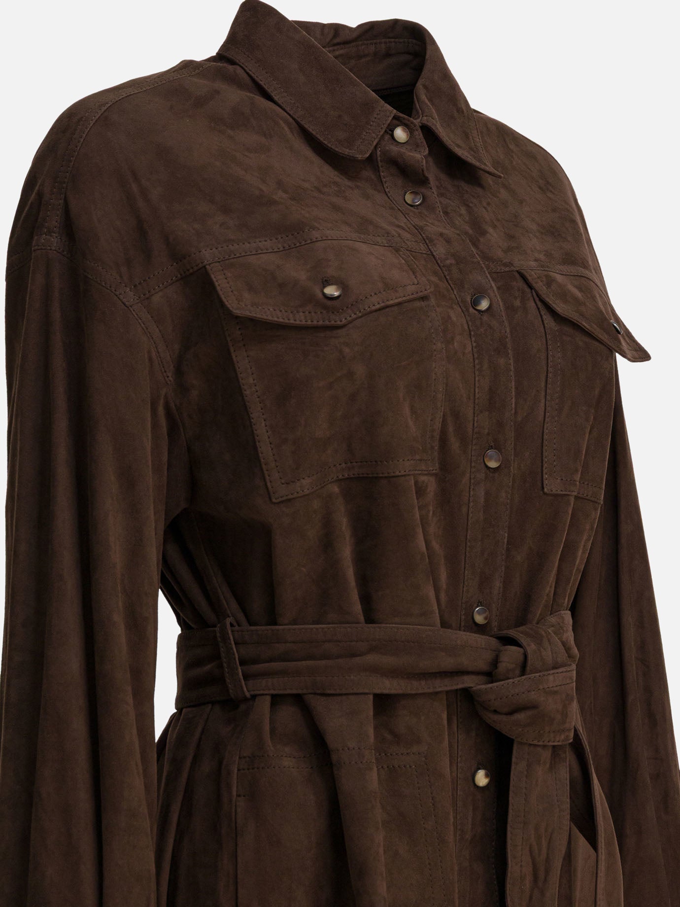 Long coats Solid colour  Brown - Brunello Cucinelli Women | PDP | VIETTI Online Store | thumbnail_4