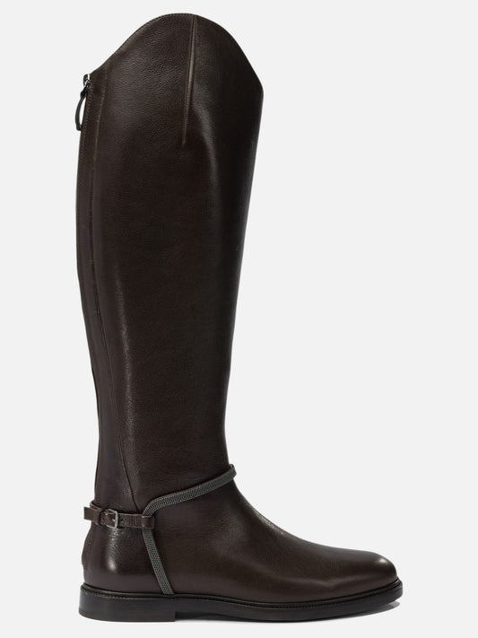 Al ginocchio 100% leather - 50% leather 50% rubber  Marrone - Brunello Cucinelli Donna | PLP | VIETTI Online Store 
