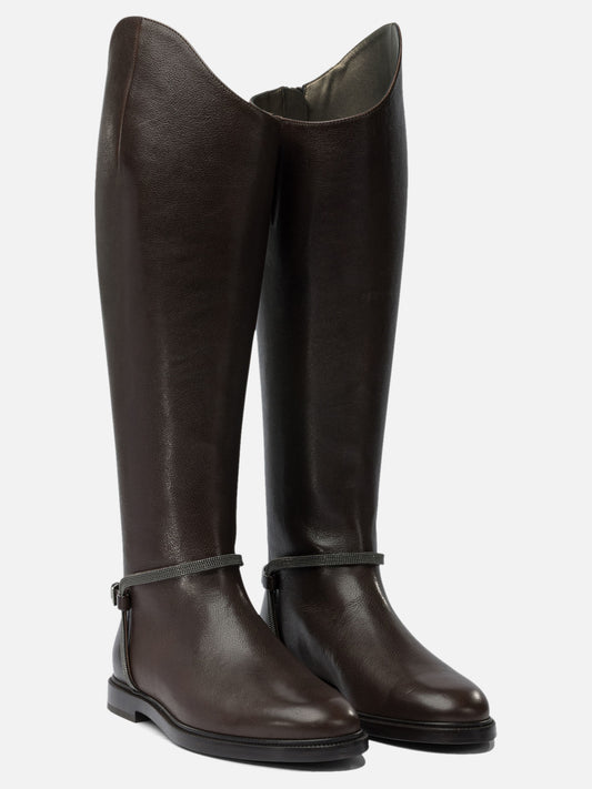 Al ginocchio 100% leather - 50% leather 50% rubber  Marrone - Brunello Cucinelli Donna | PLP | VIETTI Online Store | 2
