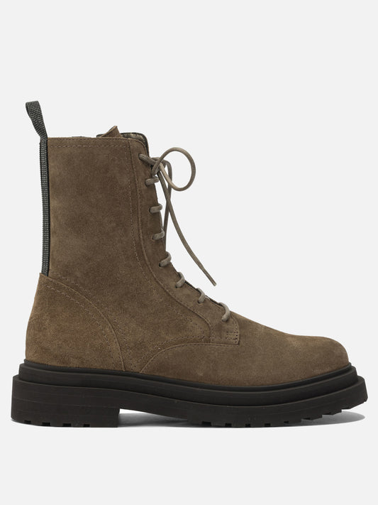 Lace-up boots 100% leather - 100% rubber  Brown - Brunello Cucinelli Women | PDP | VIETTI Online Store 
