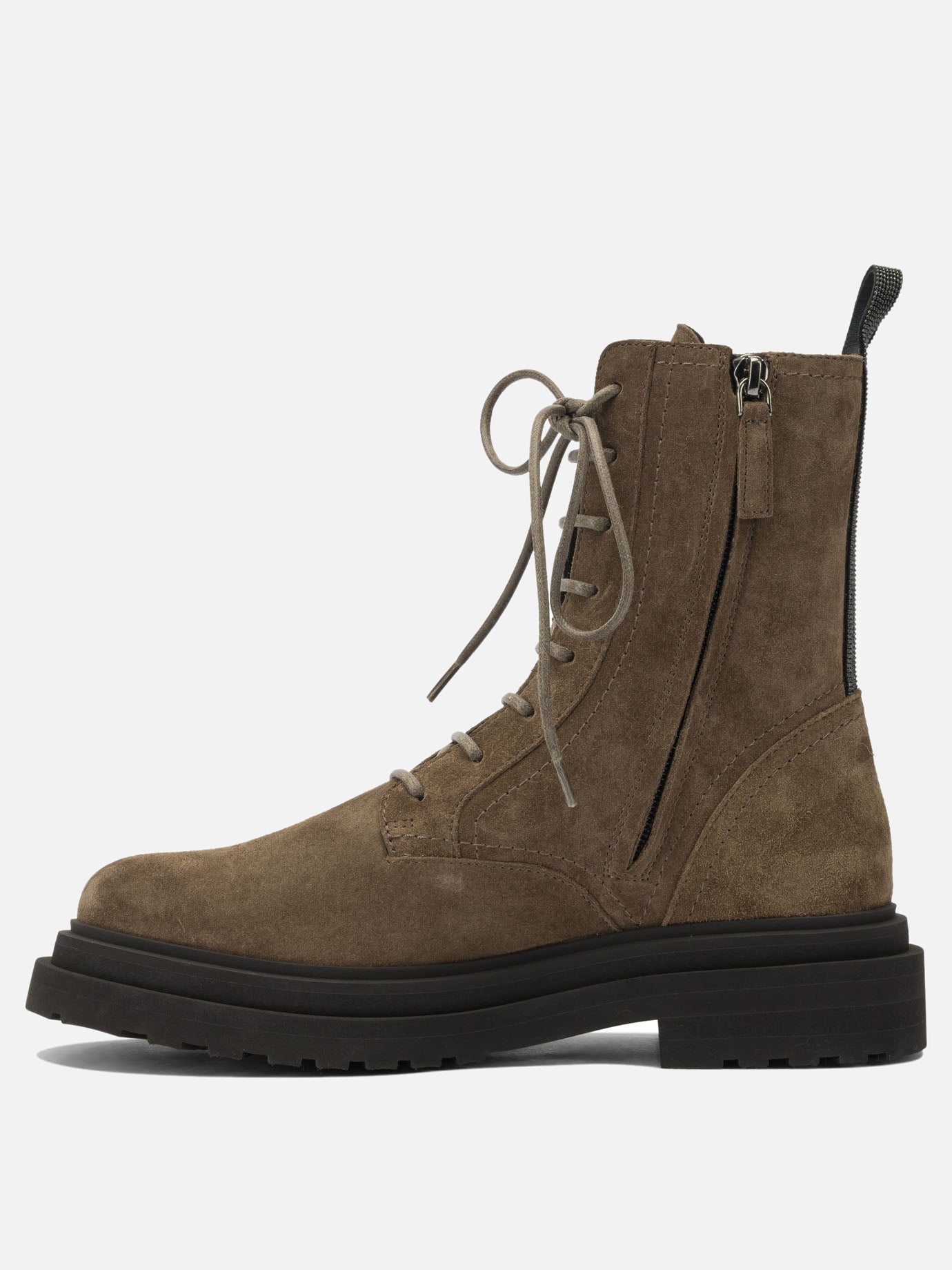Lace-up boots 100% leather - 100% rubber  Brown - Brunello Cucinelli Women | PDP | VIETTI Online Store | thumbnail_3