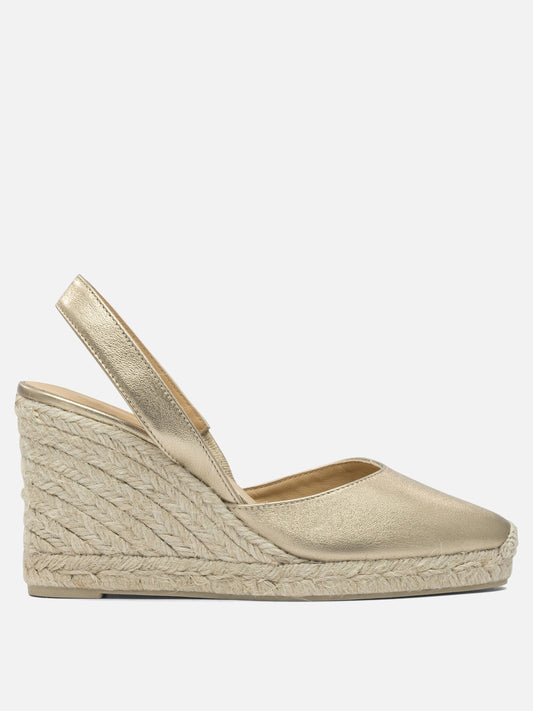 Heeled espadrilles 100% leather - 100% rubber  Gold - Castañer Women | PLP | VIETTI Online Store 
