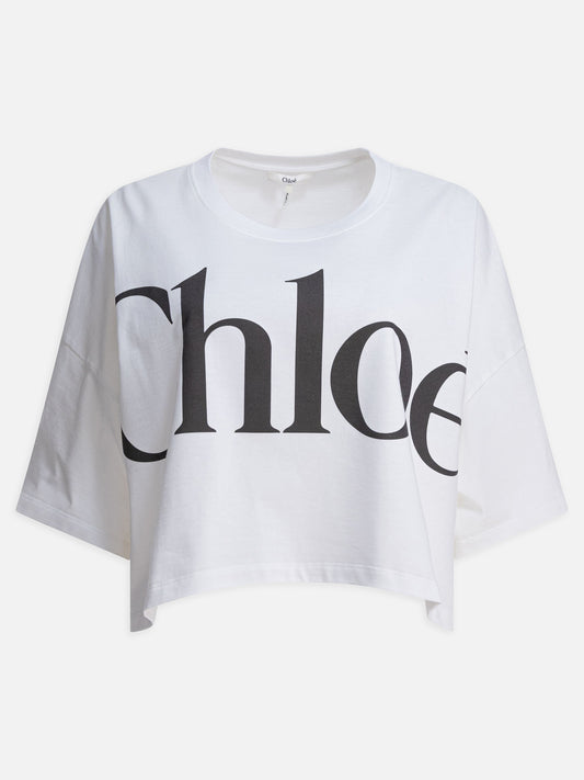 Chloé T-shirt boxy in jersey di cotone 10889585_S White 1