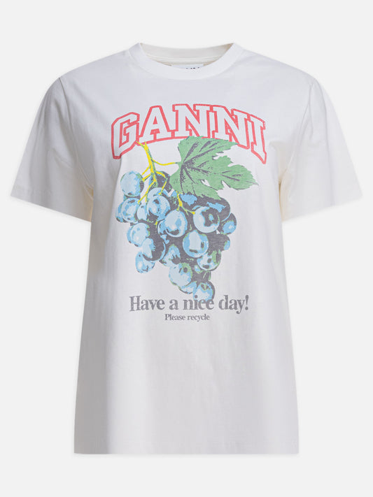 Ganni T-shirt con stampa e logo 19011308_L Beige 1