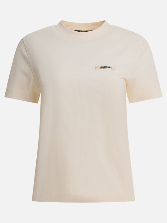 T-shirt girocollo Logo  Beige - Jacquemus Donna | PDP | VIETTI Online Store 
