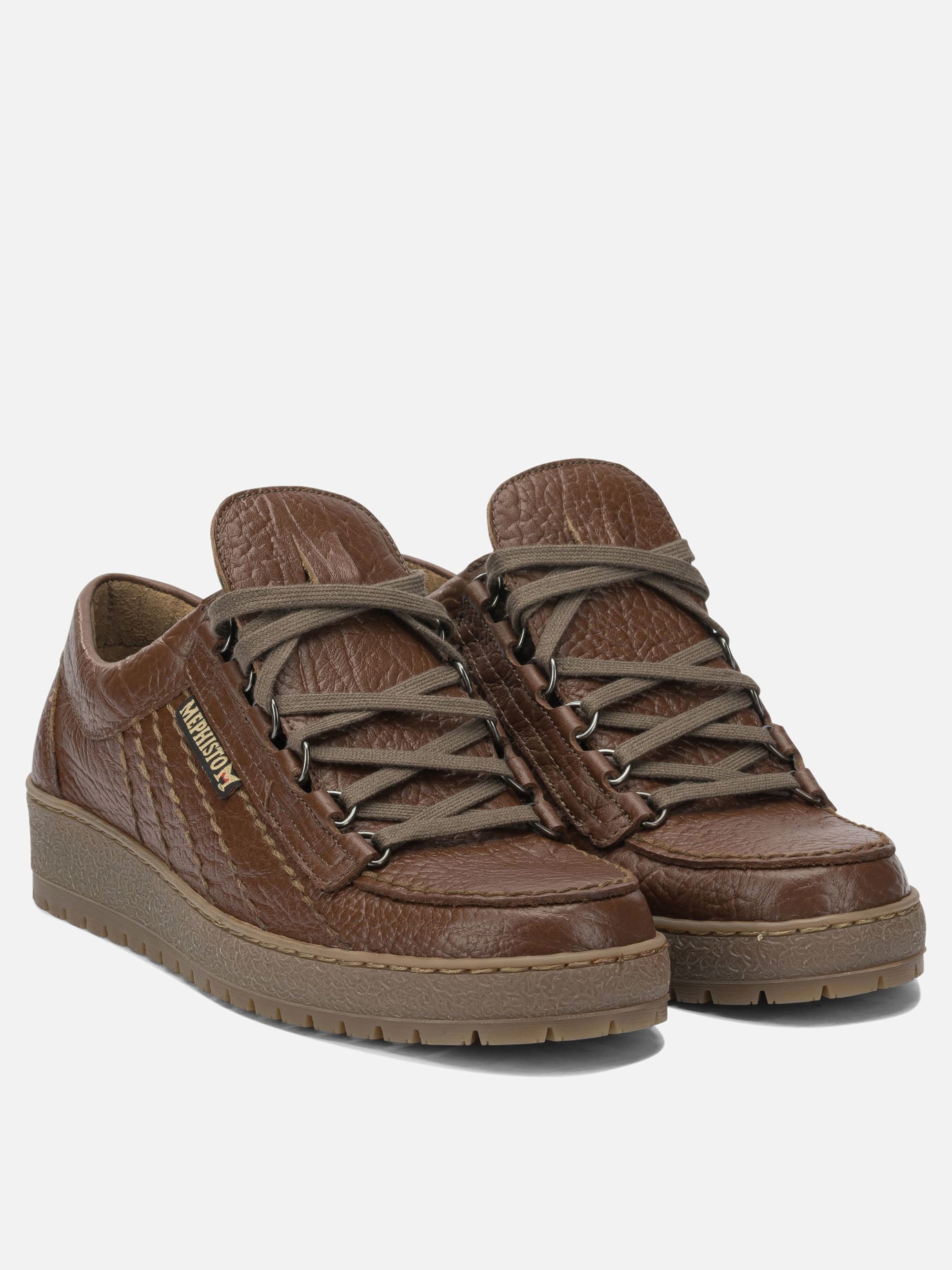Low top sneakers 100% leather - 100% rubber  Brown - Mephisto Men | PDP | VIETTI Online Store | thumbnail_2
